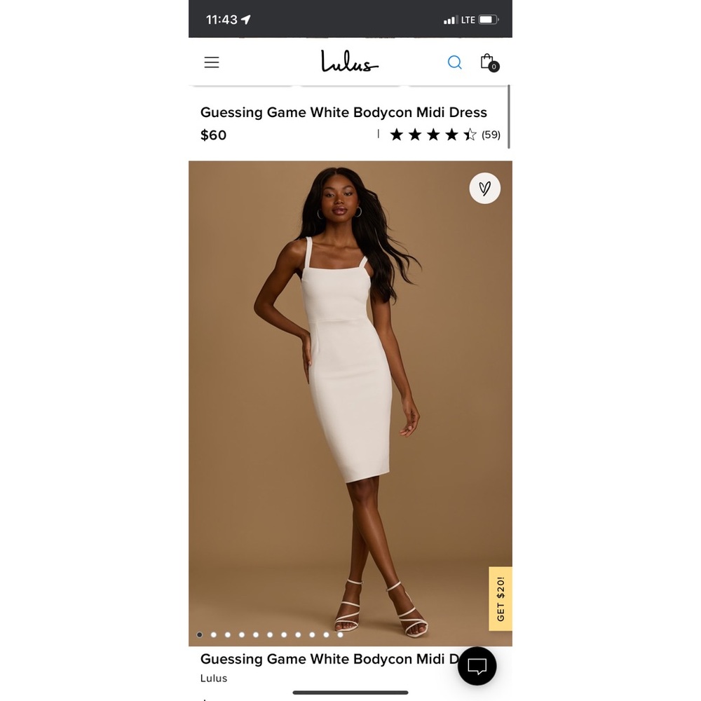 Lulus Guessing Game White Bodycon Midi Dress - Size small
